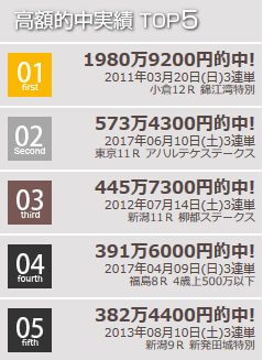 高額的中実績TOP5